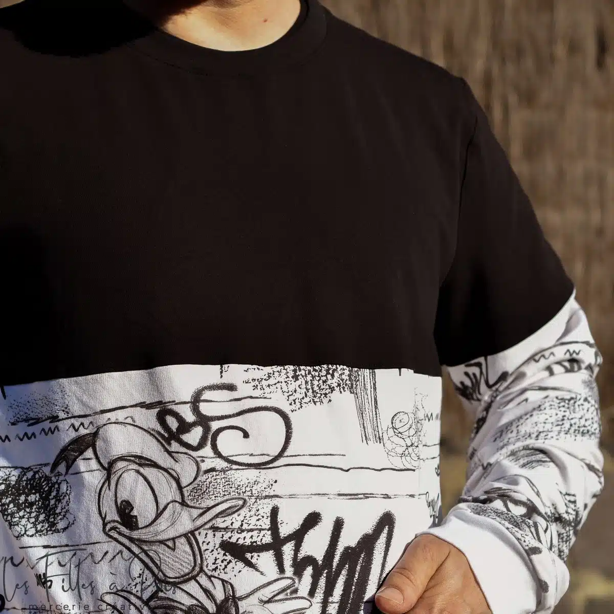 Panneau tissu Disney Donald - Sweat patron avec empiècements